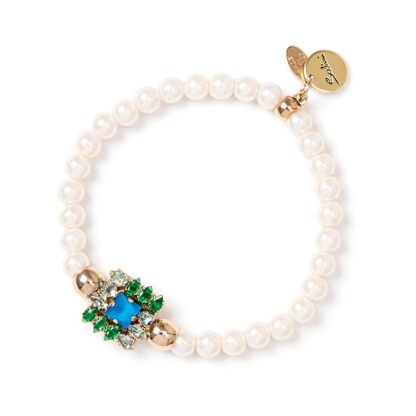 Bracciale elastico perle e charm quadrato Sirens Sodini