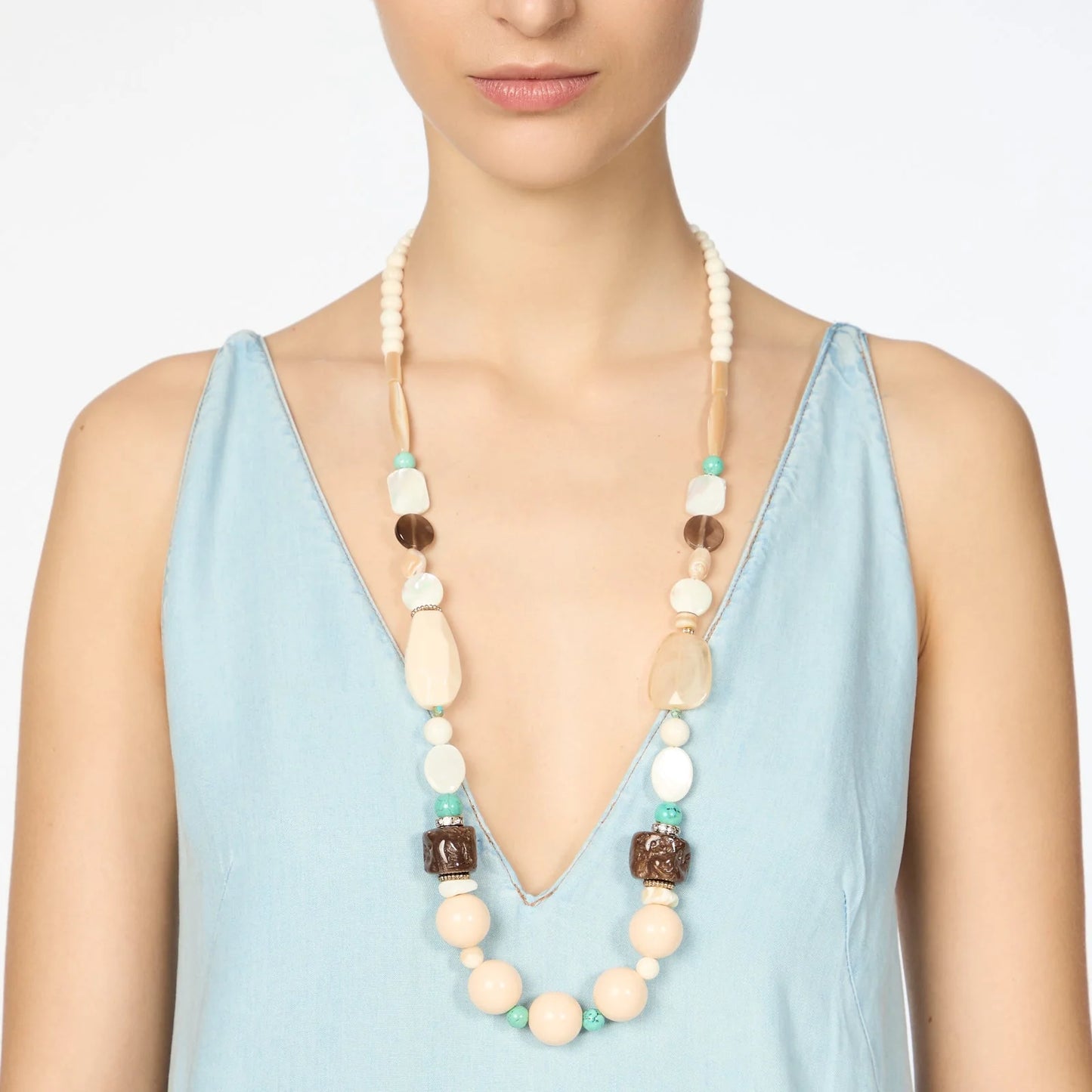 Collana lunga boule, sassolini e bonbon Maresia Sodini