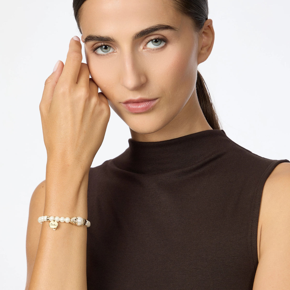 Bracciale elastico perle e perla abbracciata Daphne Sodini