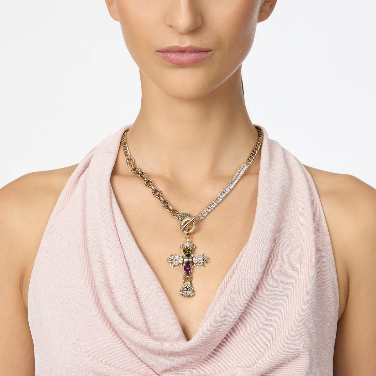 Collana corta tre stili croce Naos Sodini