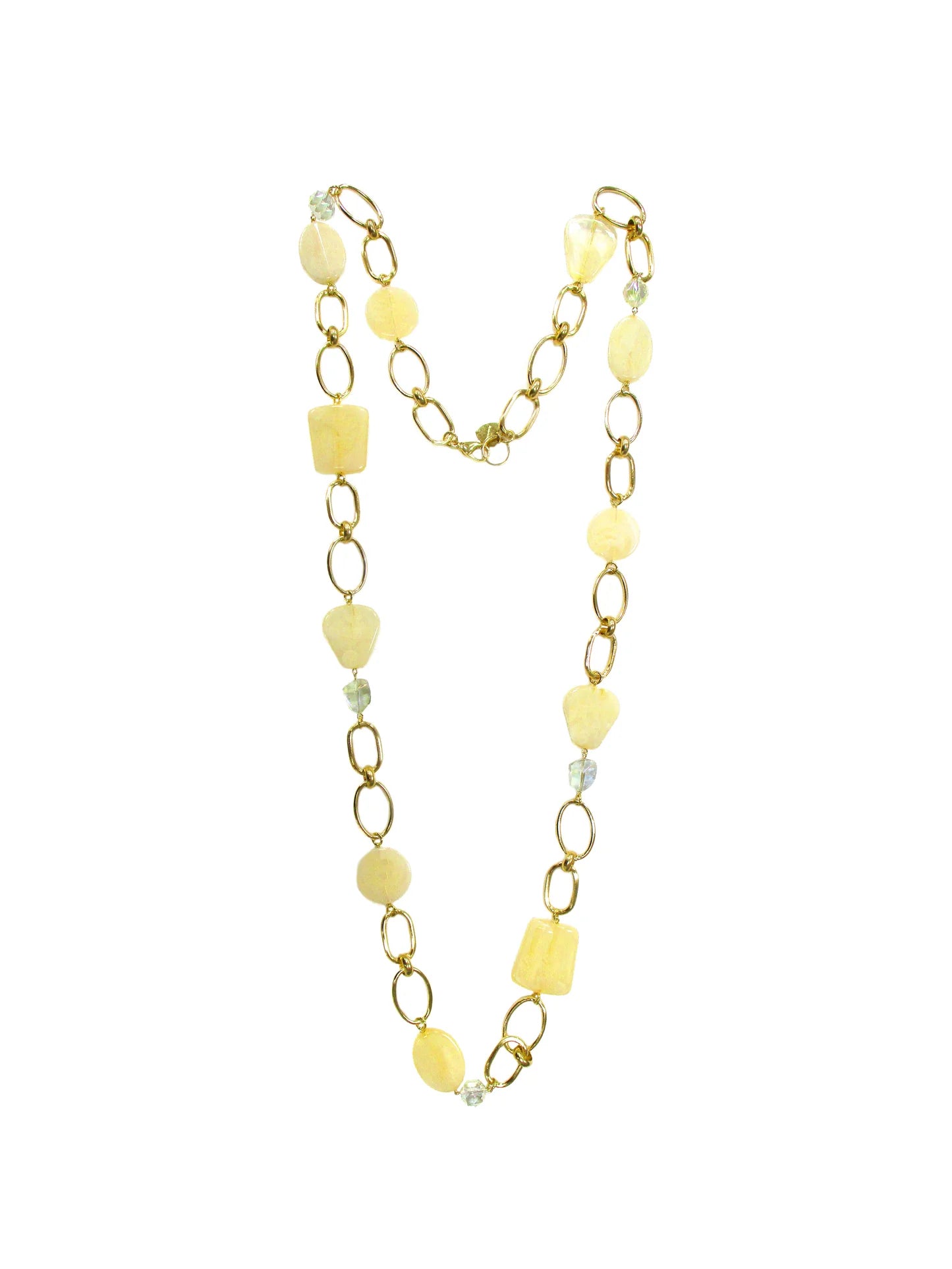 Collana con vetri e resine incatenate Cedrata Dolman