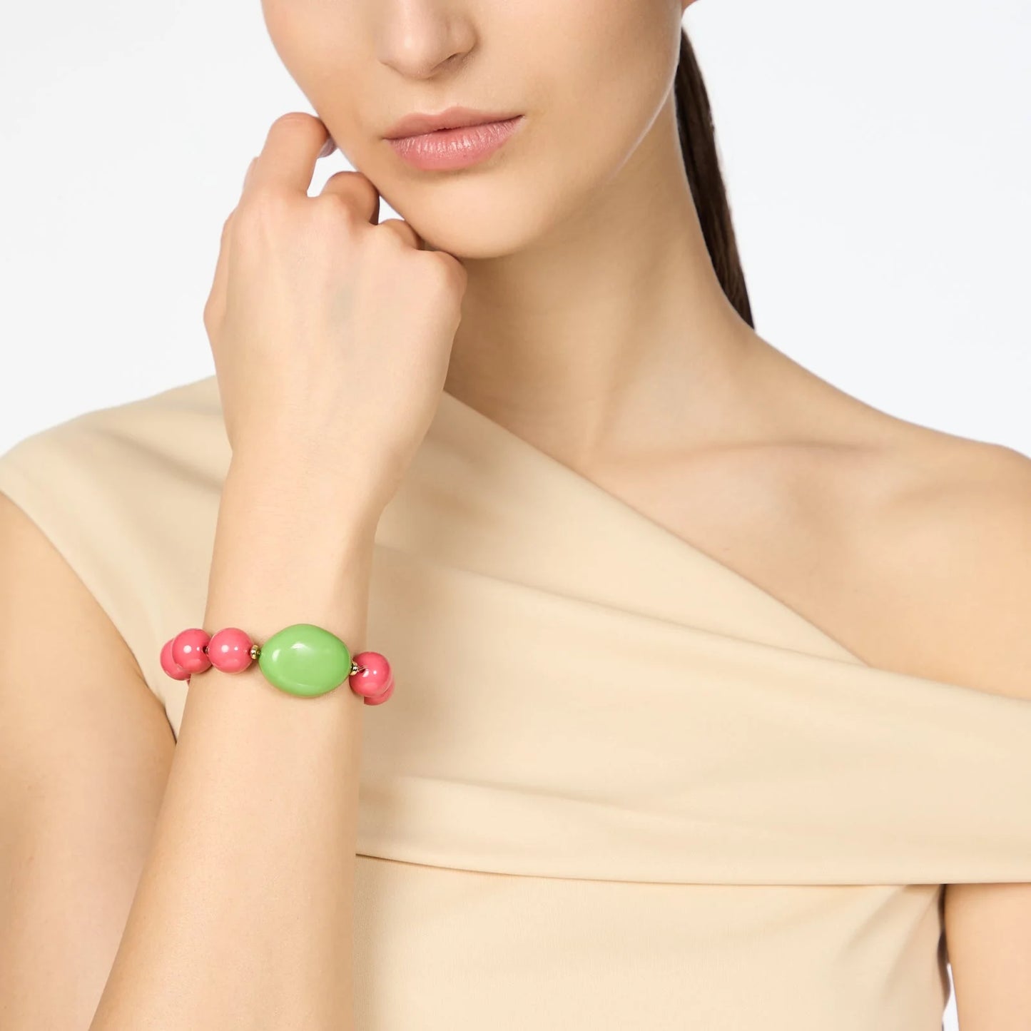 Bracciale elastico boule e ciottolo sinuoso Apuana Sodini