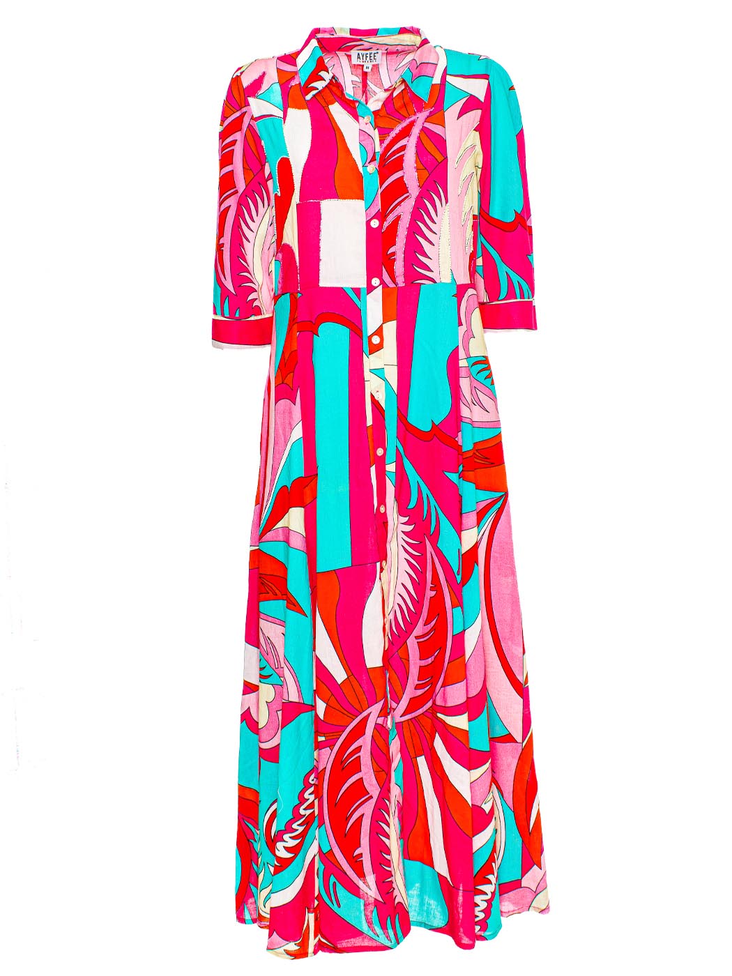 Abiti Lungo Multicolor Geometric Ayfee