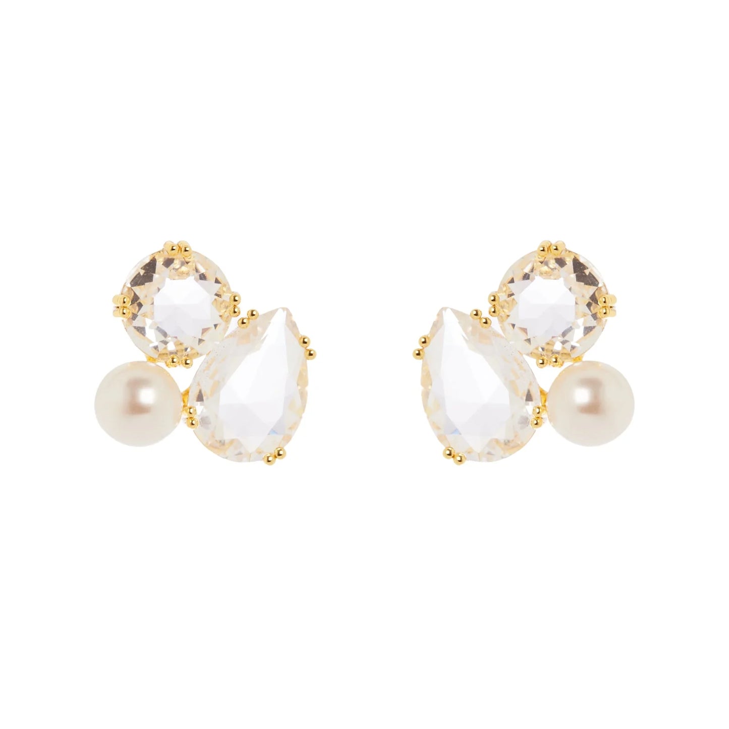 Orecchini cluster cristalli e perla Ninfa Sodini