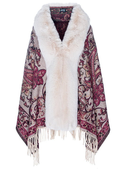 Mantella Frange E Lungo Collo Ecopelliccia Ayfee