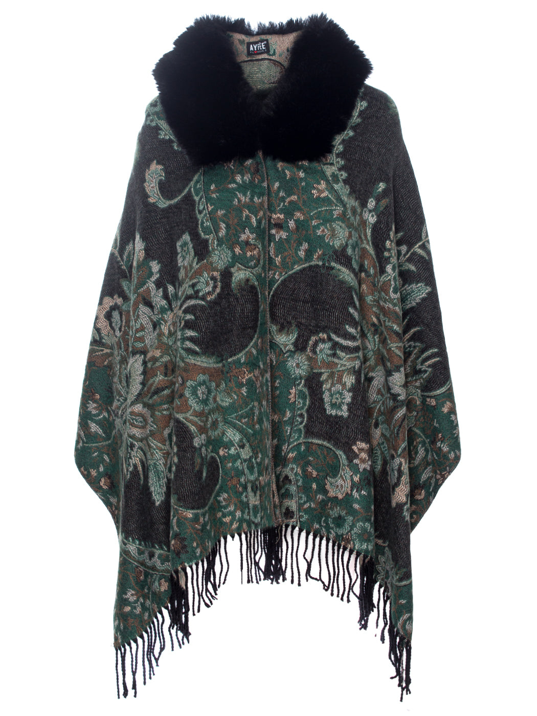 Mantella Frange e Collo Ecopelliccia Ayfee