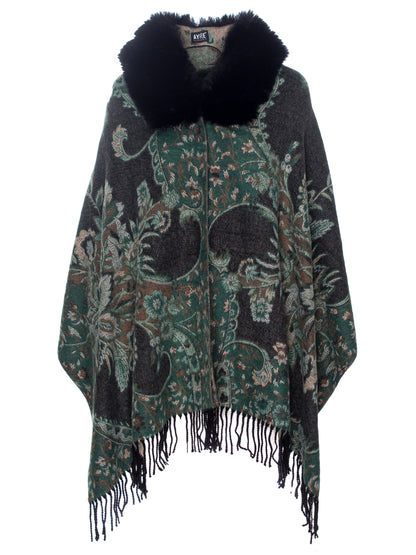 Mantella Frange e Collo Ecopelliccia Ayfee