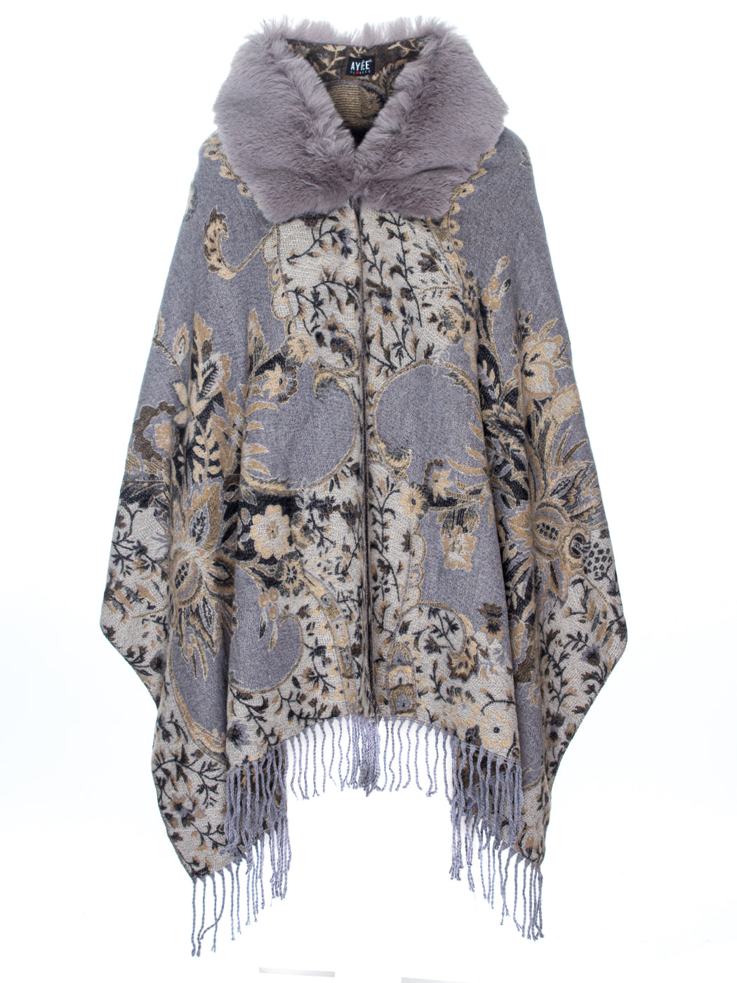 Mantella Frange e Collo Ecopelliccia Ayfee