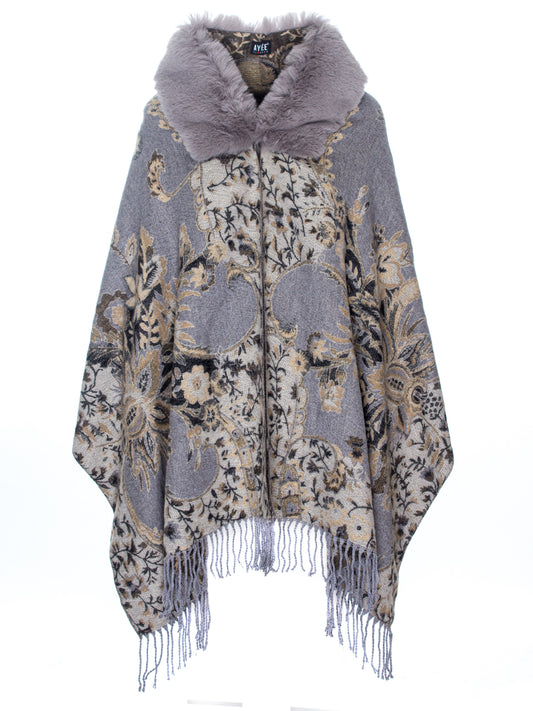 Mantella Frange e Collo Ecopelliccia Ayfee