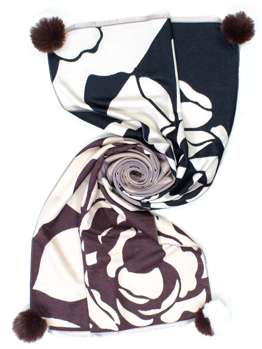 Sciarpa Geometric Flower con Pon Pon Ayfee