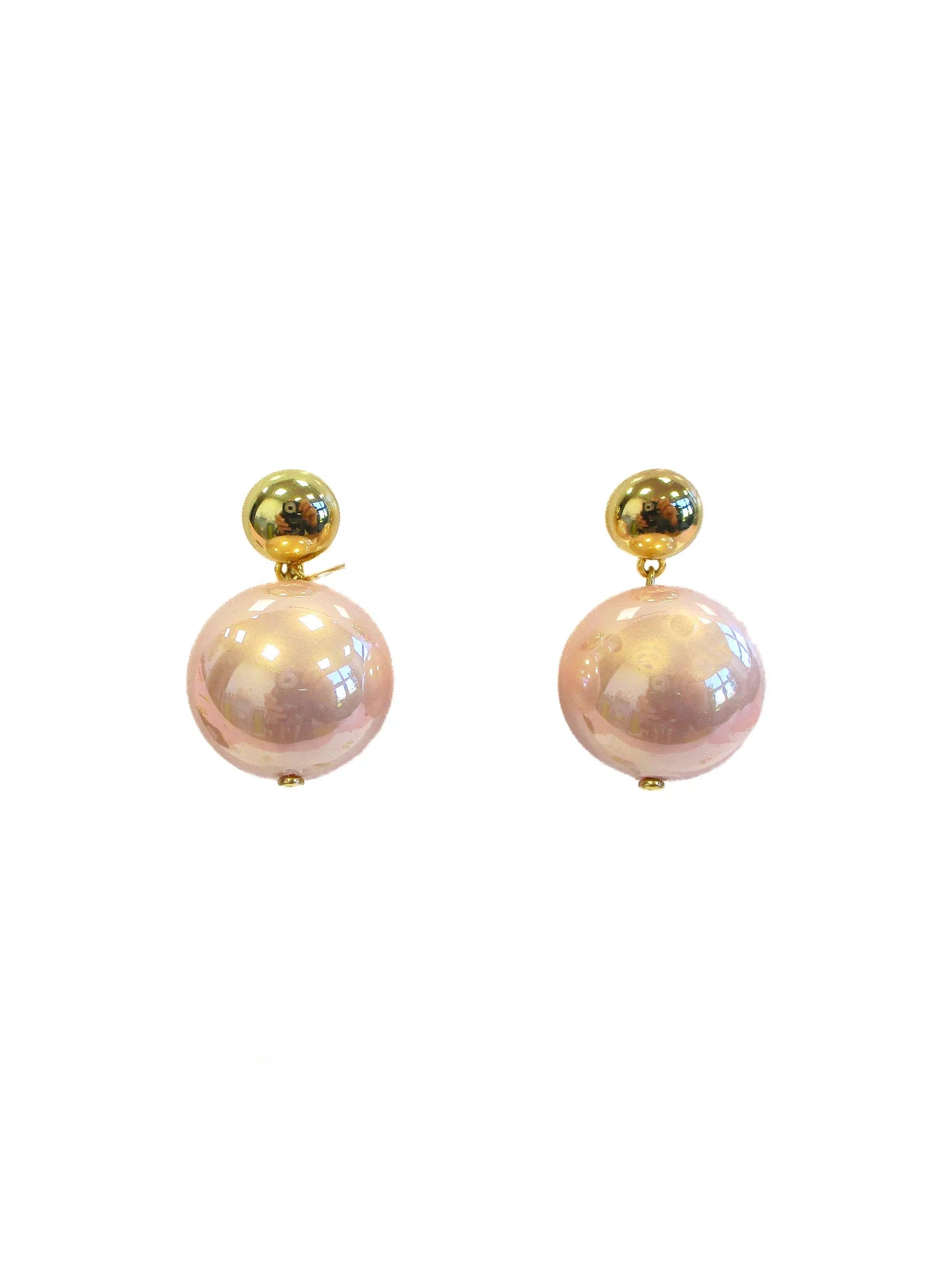 Orecchini con boulle in resina perlata Effervescente rosa Dolman
