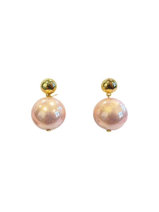 Orecchini con boulle in resina perlata Effervescente rosa Dolman