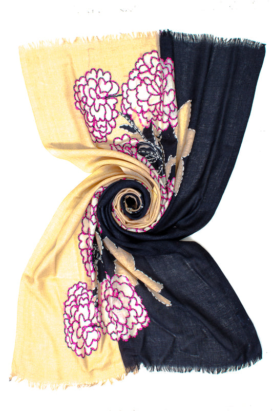 Sciarpa Lana Ricami Big Flower Ayfee