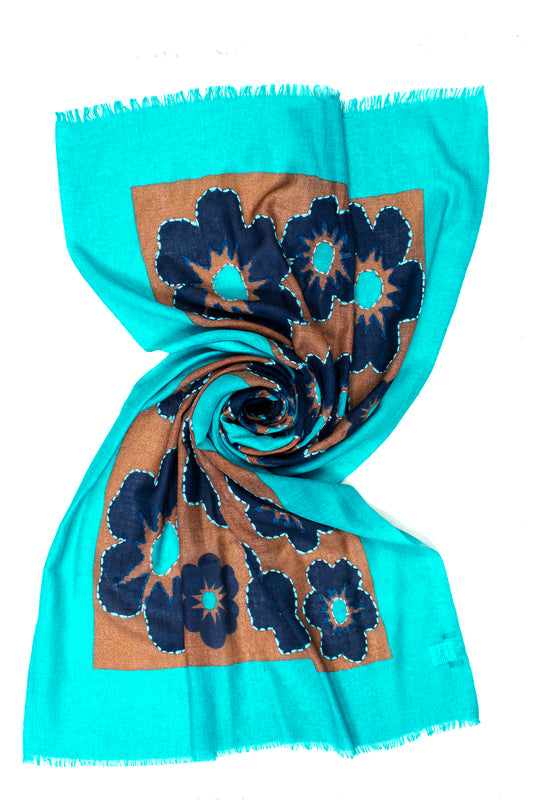 Sciarpa Lana Ricami Frame & Flowers Ayfee