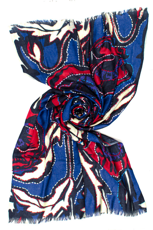 Sciarpa Lana Ricami Abstract Forest Ayfee