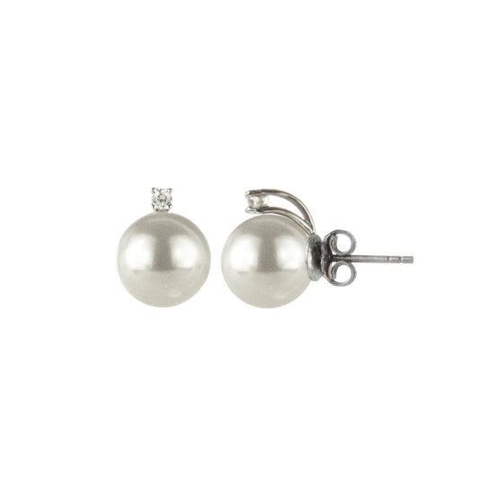 Orecchini in argento con perla bianca e zircone Pearl Sodini