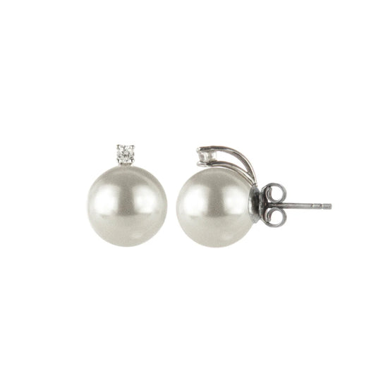 Orecchini in argento con grande perla e zircone Pearl Sodini