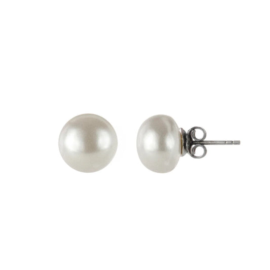 Orecchini in argento con grande perla oblata Pearl Sodini