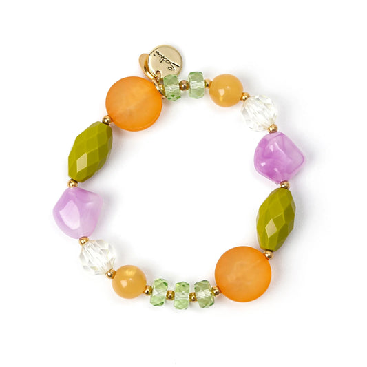 Bracciale elastico perle di vetro e olivine Flora Sodini