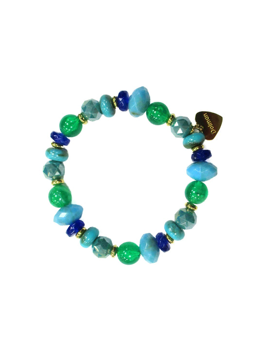 Bracciale elastico con elementi in resina e cristallo Esmeralda Dolman