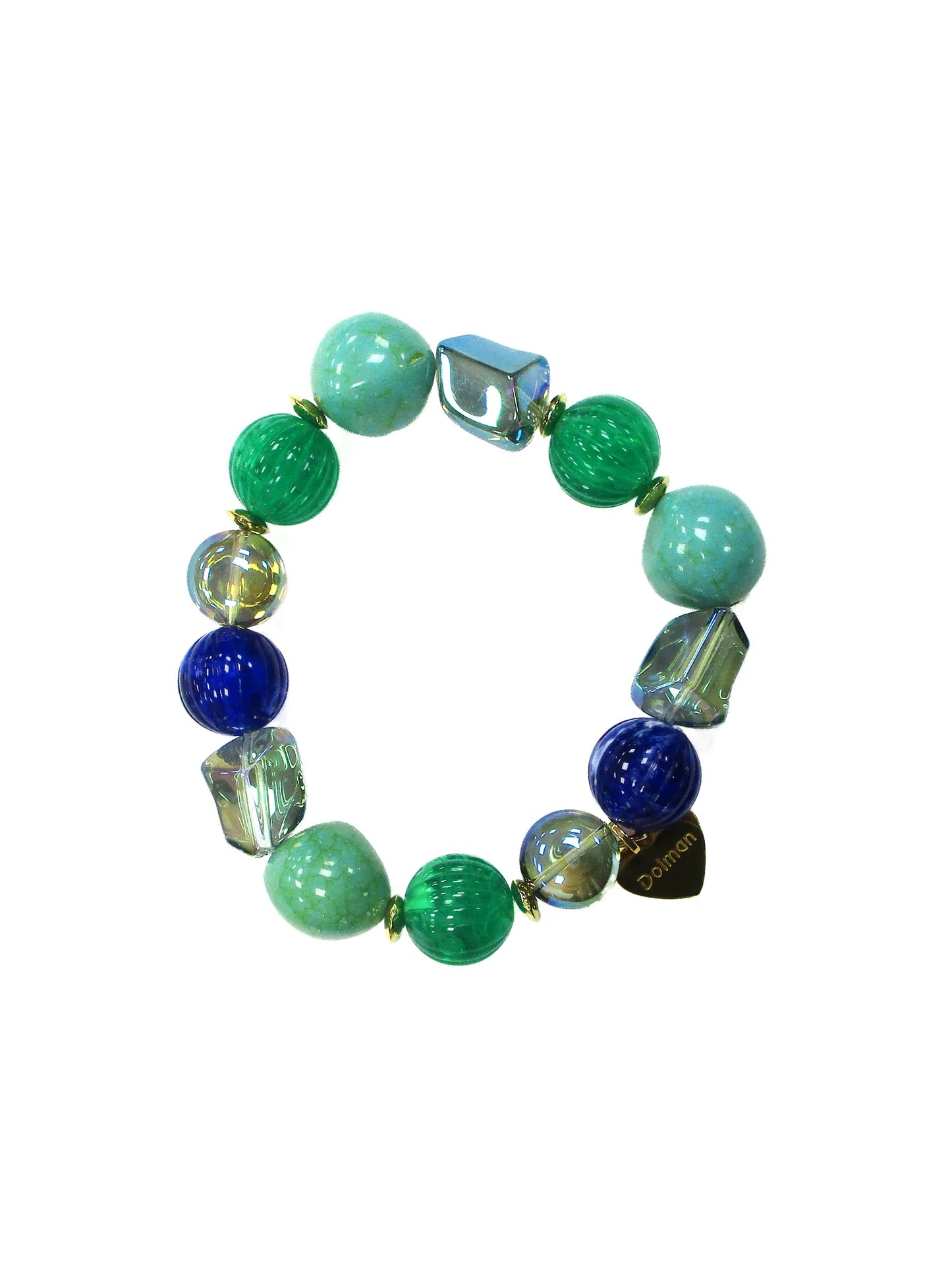 Bracciale elastico con elementi in vetro e resina Esmeralda Dolman