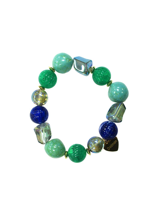 Bracciale elastico con elementi in vetro e resina Esmeralda Dolman