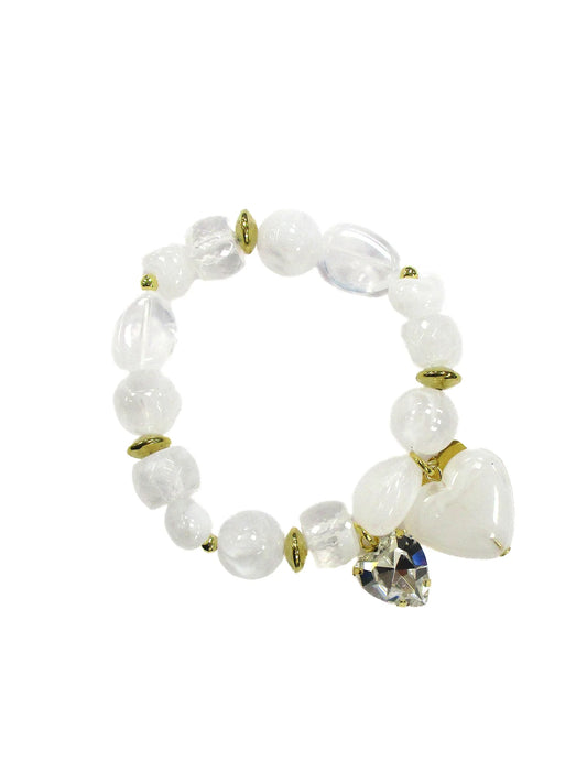 Bracciale elastico con charms a cuore in resina e cristallo Zucchero Dolman