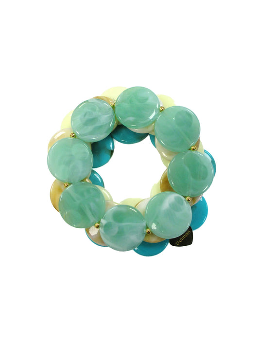 Bracciale elastico 4 fili con cialde in resina mix aria Colore Dolman