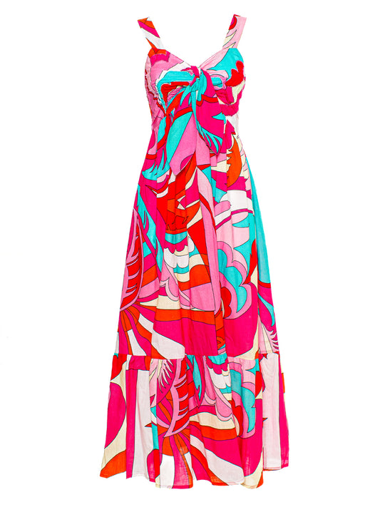Abito Spalline Multicolor Geometric Print Ayfee