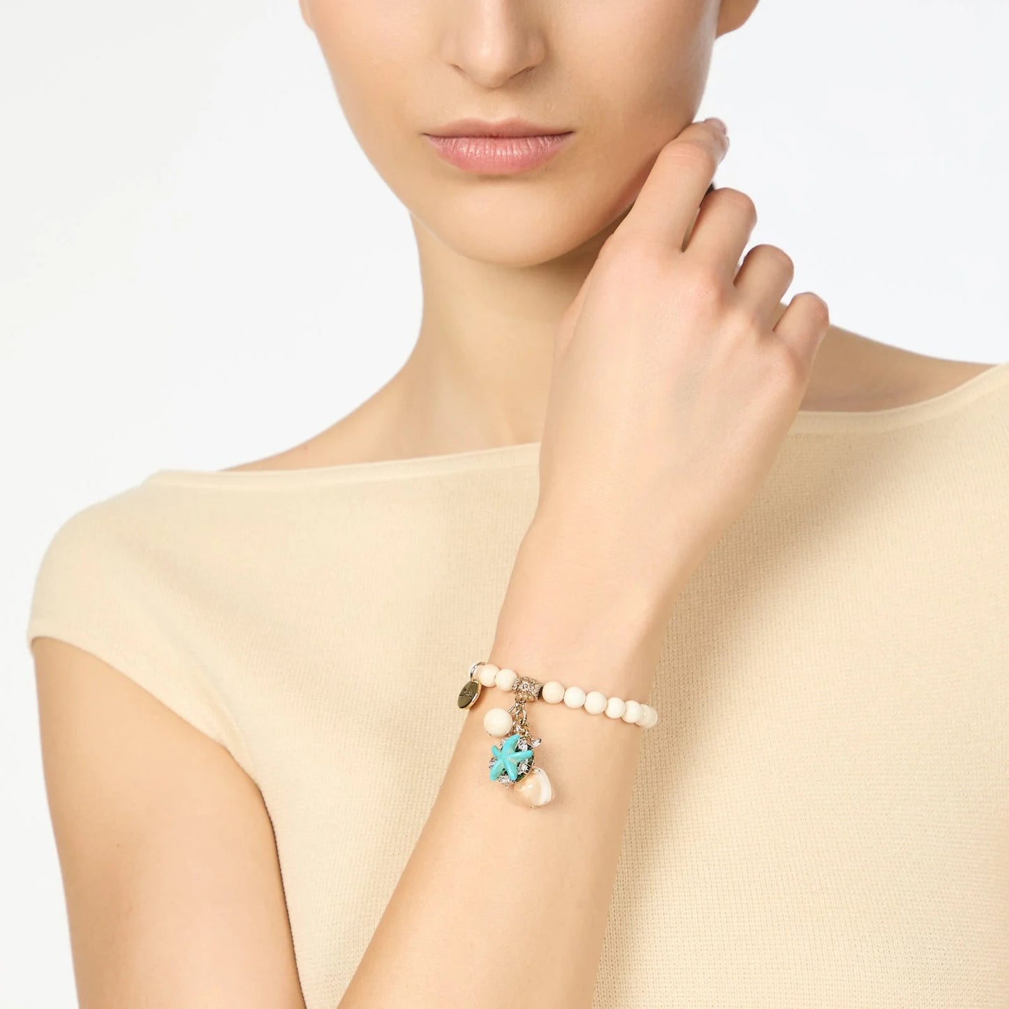 Bracciale elastico boule ed elementi marini Maresia Sodini