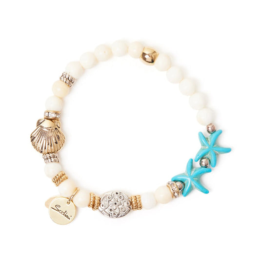 Bracciale elastico boule, elementi marini e charm Maresia Sodini