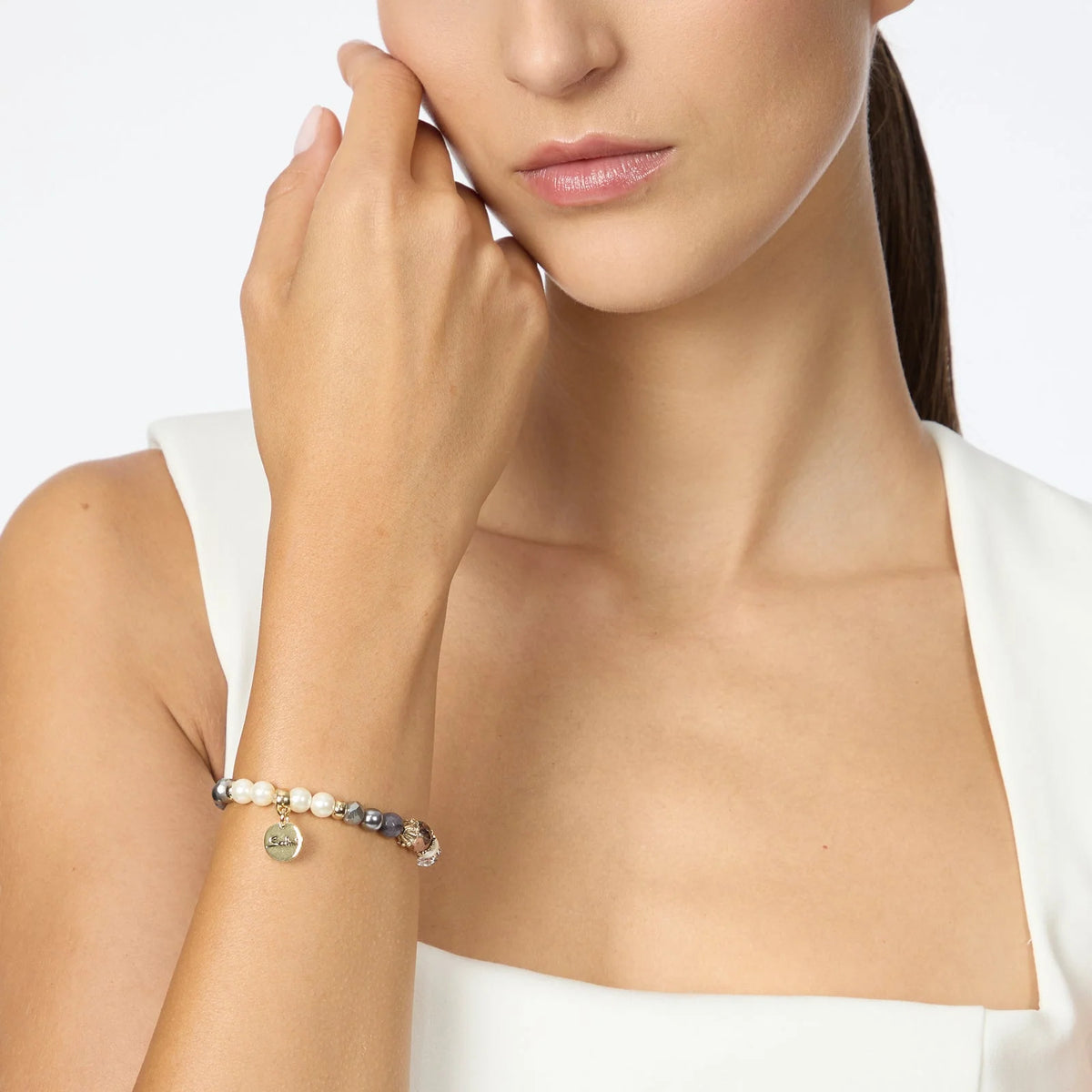 Bracciale elastico sfere perline boule sfaccettate Hera Sodini