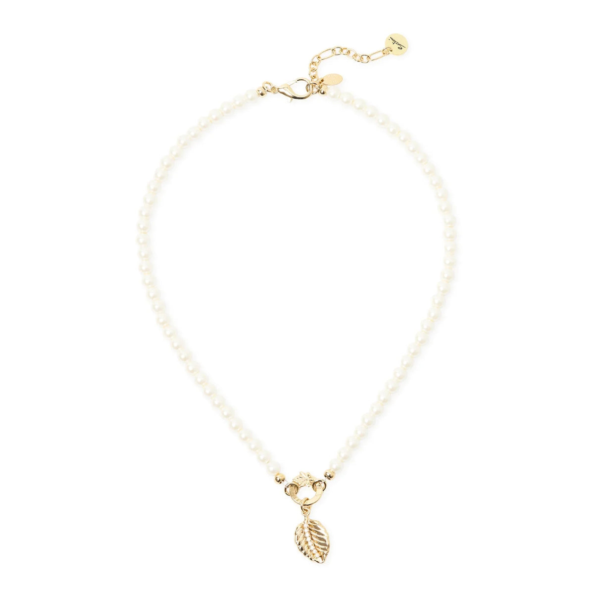Collana corta perle foglia pendente Daphne Sodini