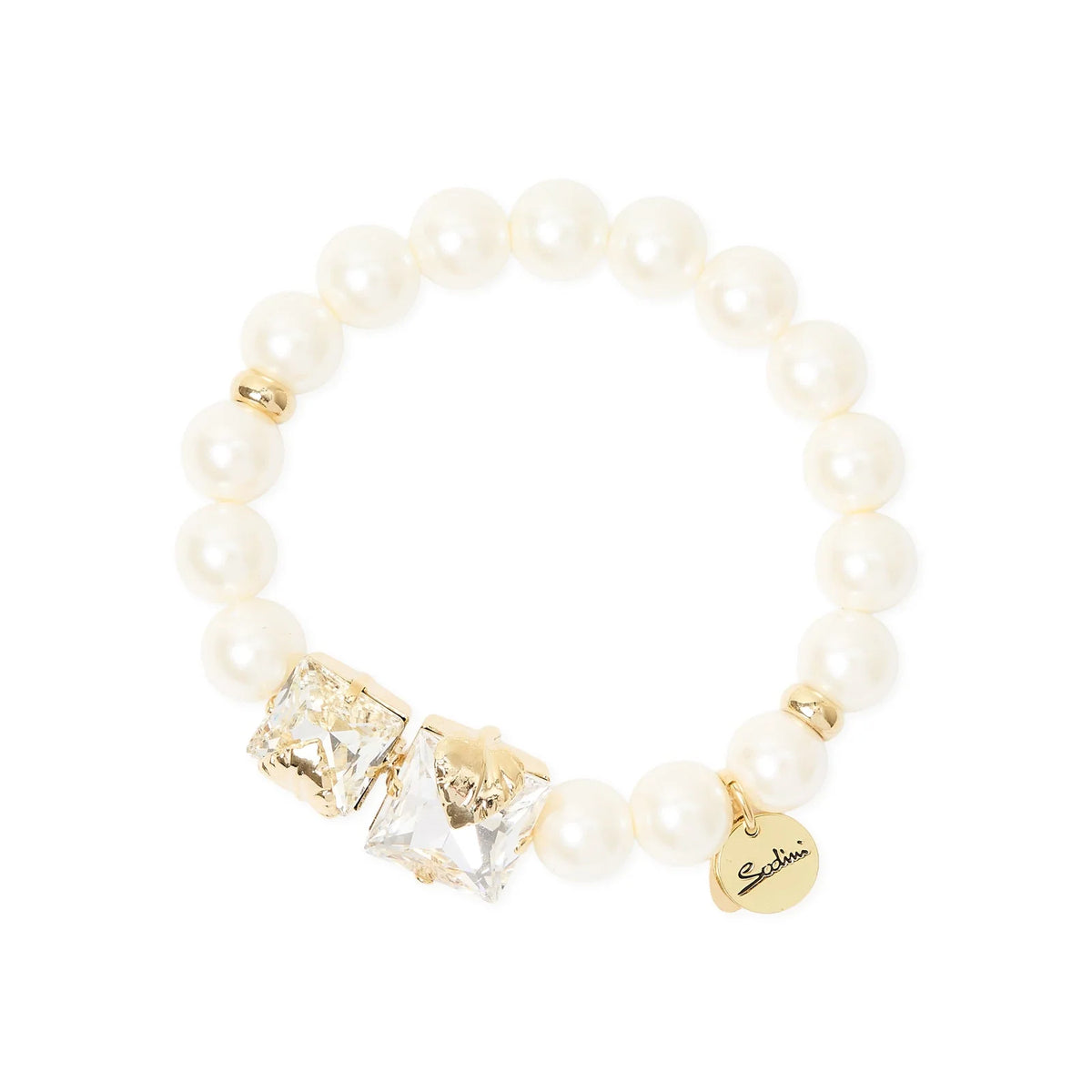 Bracciale elastico perle due cristalli Daphne Sodini