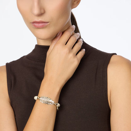 Bracciale elastico perle e foglia Daphne Sodini