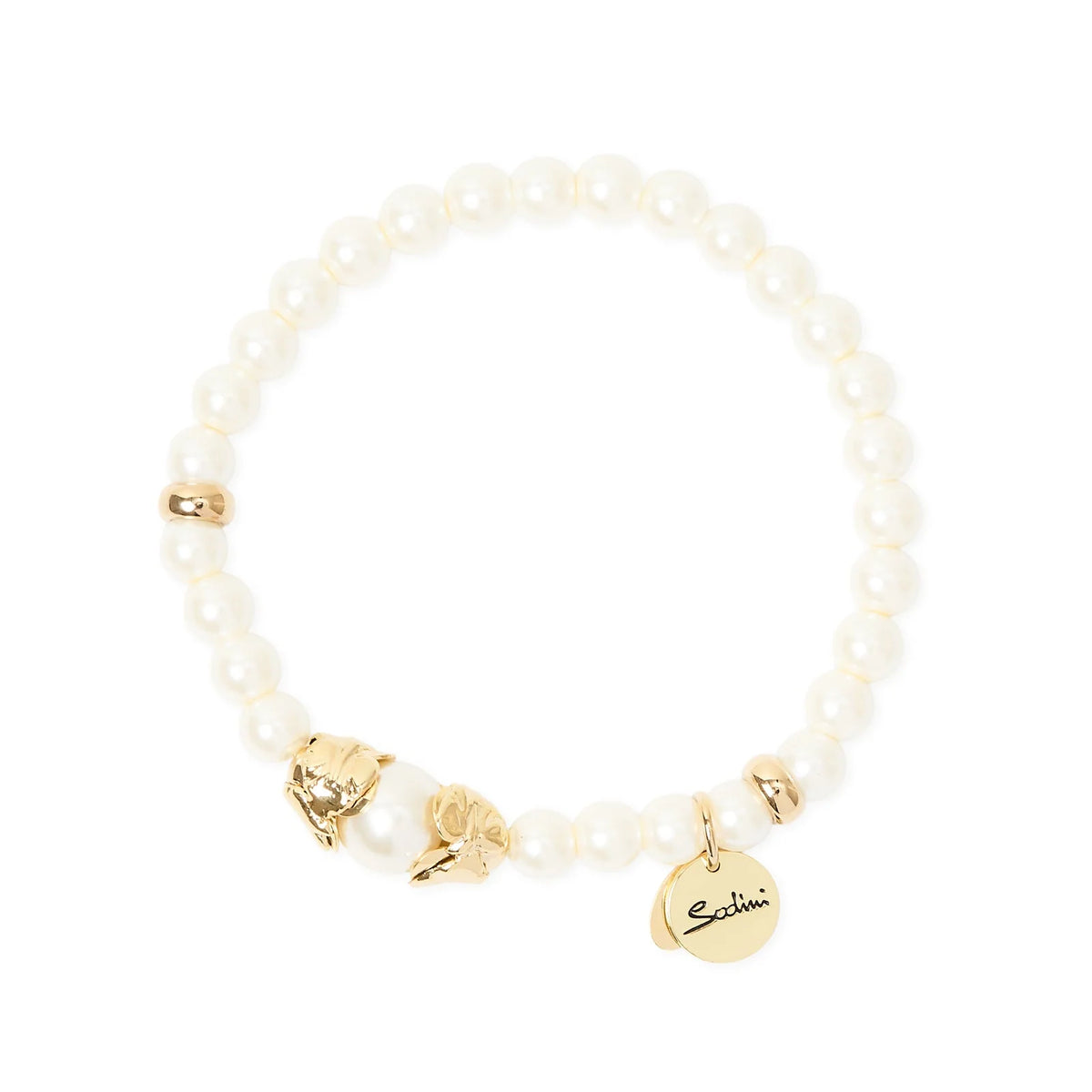 Bracciale elastico perle e perla abbracciata Daphne Sodini