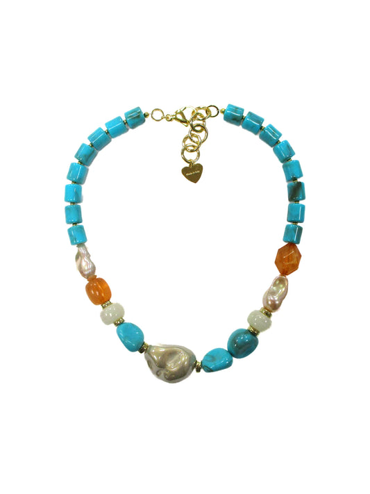 Girocollo con resine e motivo centrale in perla Galapagos Dolman