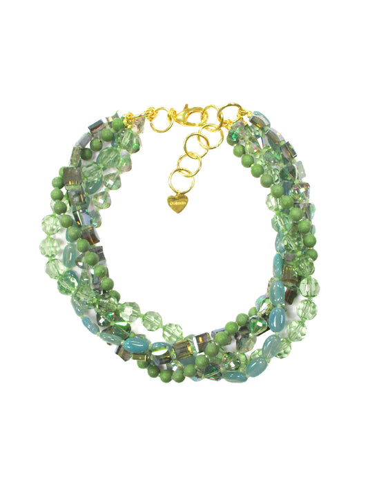 Girocollo multifili con cristalli e resine Crisolite Dolman