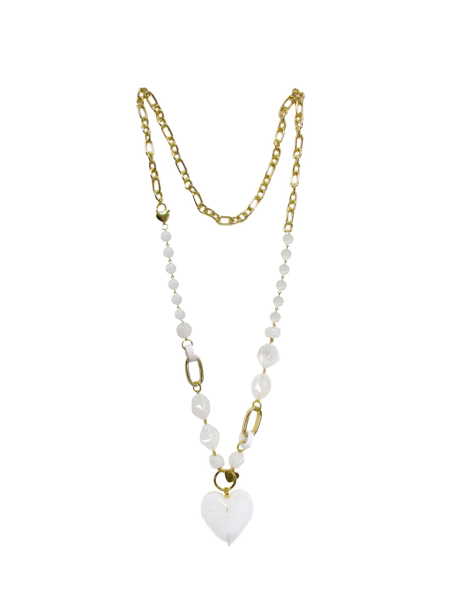 Collana con elementi in resina incatenati e ciondolo a cuore Zucchero Dolman