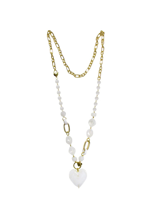 Collana con elementi in resina incatenati e ciondolo a cuore Zucchero Dolman