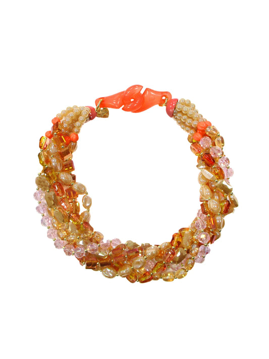 Girocollo multifili con cristalli e resine Papaya Dolman