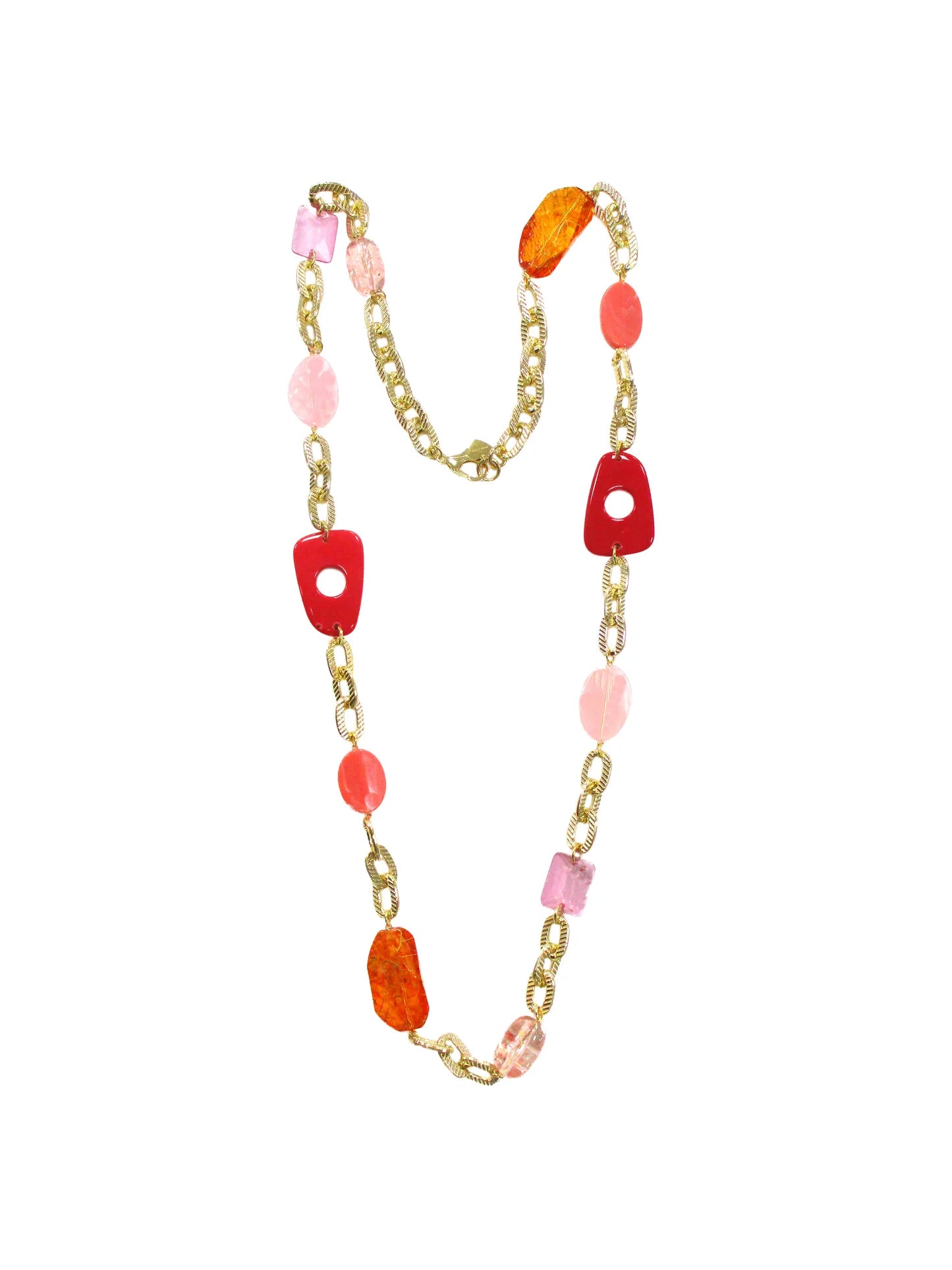 Collana in resina con inserti di catena Papaya Dolman