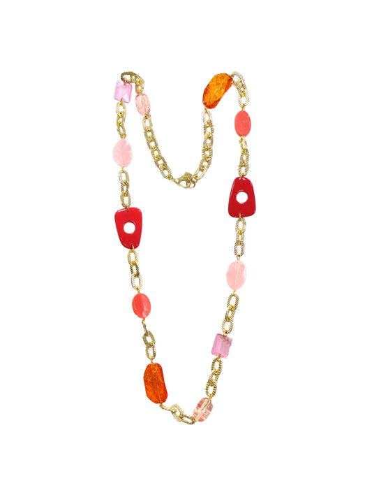 Collana in resina con inserti di catena Papaya Dolman