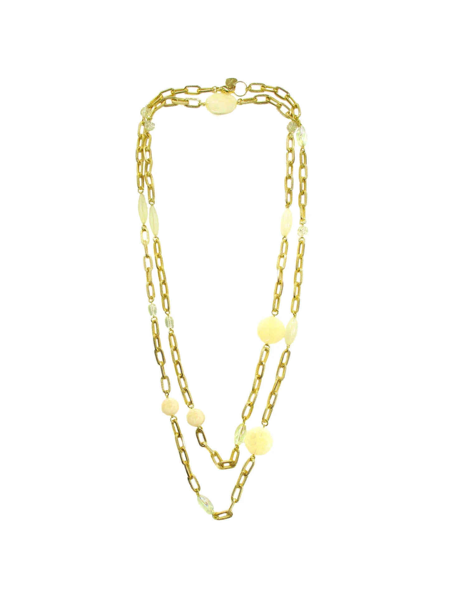 Collana a due fili con vetri e resine e inserti di catena Cedrata Dolman