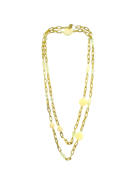 Collana a due fili con vetri e resine e inserti di catena Cedrata Dolman