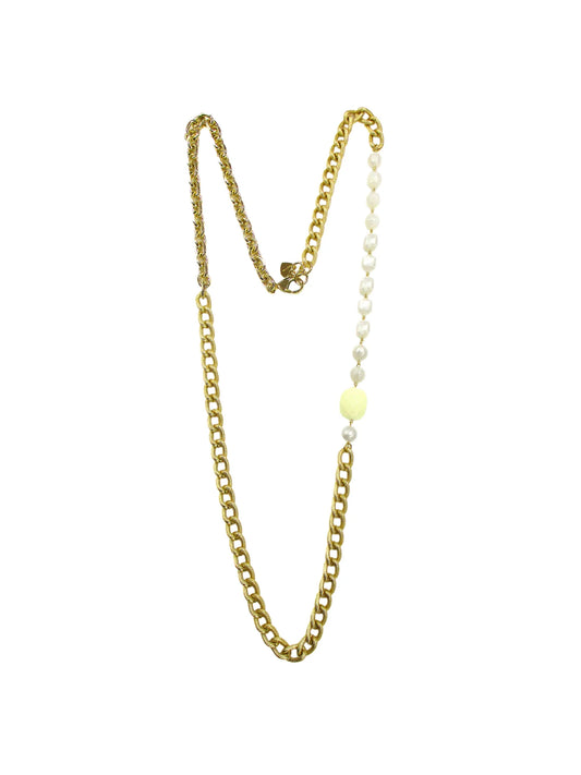 Collana con catena color oro e inserto di resine Vaniglia Dolman