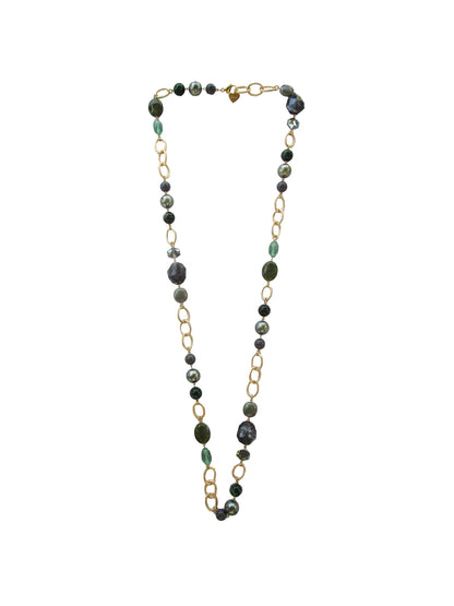 Collana con inserti in resina e cristalli incatenati Potpourri Dolman