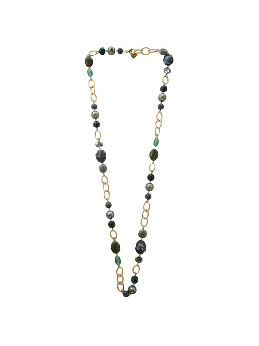 Collana con inserti in resina e cristalli incatenati Potpourri Dolman