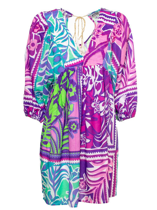 Abito Corto Manica Kimono Flower Print Ayfee