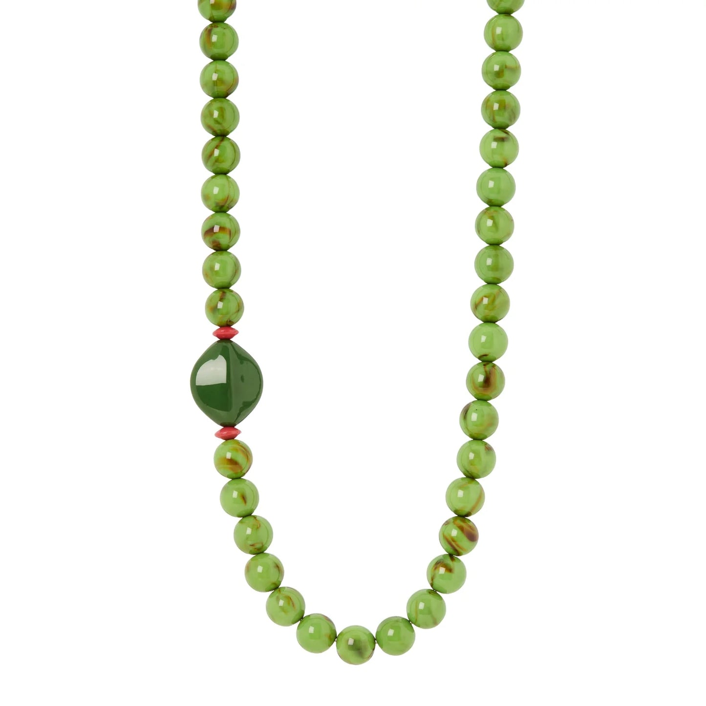 Collana boule verdi ed elemento a quattro lati Apuana Sodini